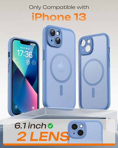 TOCOL for Phone 13 Case, Compatible with Magsafe Charger, Full Camera Protection, Drop Protection, Translucent Matte Phone Case for iPhone 13 6.1 inch (Light Blue)