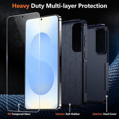 SPIDERCASE Designed for Samsung Galaxy S25 Plus Case, [10 FT Military Grade Drop Protection],2 Pack [Tempered Glass Screen Protector+Camera Lens Protector] Heavy Duty Shockproof Case,Deep Blue