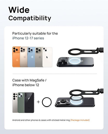 SODI Magnetic Phone Tripod Stand for iPhone - Strong Magnet Foldable Cell Phone Stand for Vlog, Gym, Travel Essentials, Mini Tripod Phone Stand Compatible with iPhone 17 16 15 14 13 12 Series (Black)