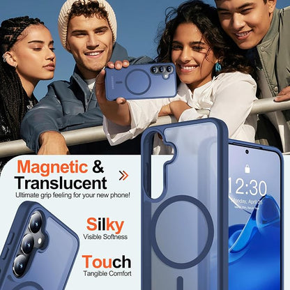 MOZOTER for Samsung Galaxy S25 Plus Case with Magnetic,[Compatible with MagSafe][12Ft Military Dropproof][2*Screen Protector] Translucent Slim Shockproof Holsters Case for S25 Plus,6.7"-Blue