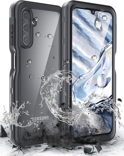 Hualele Galaxy A14 5G Case Waterproof, Built in Lens & Screen Protector Rugged Full Body Heavy Duty Protective Shockproof IP68 Underwater Case for Samsung Galaxy A14 Black