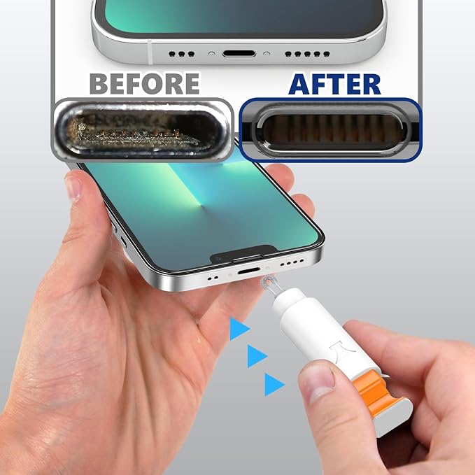 iPhone Cleaning Kit iPhone Cleaner, Phone Charging Port Cleaning, Cell Phone Repair Restore Tool for AirPod pro and iPad, Lightning Charger Cables Speaker Cleaner for Electronic Devices, White