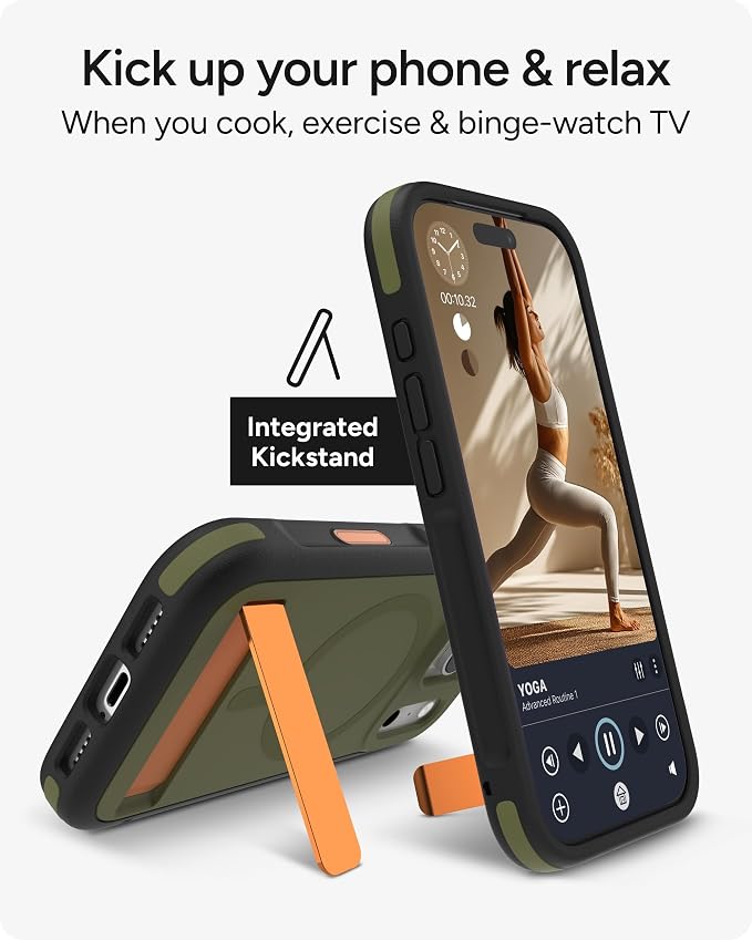 ZAGG Sedona Snap Case with Kickstand for iPhone 17 Pro - Green Sea Kelp, Drop Protection (13ft/4m), Multi-Layer Protection, with Camera Button, MagSafe Phone Case with Impact-Absorbing Bumpers