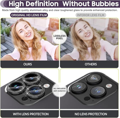 Suoman for iPhone 14 Pro Max Camera Lens Protector / 14 Pro Camera Lens Protector, Camera Cover Tempered Glass for iPhone 14 Pro Max 6.7 inch/for iPhone 14 Pro 6.1 inch [Perfectly Fit] -Bling -Black