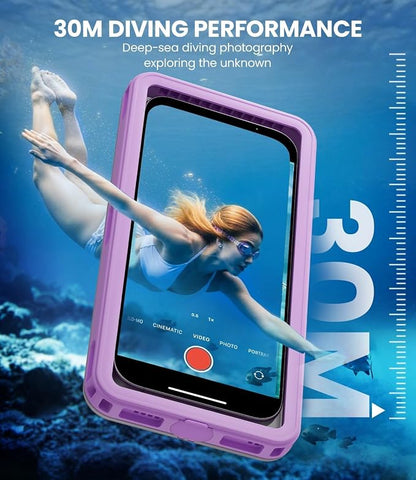 WIFORT Waterproof Phone Case with Lanyard, Underwater Phone Cases for Snorkeling/Diving/Swimming/Filming, IP68 Water Proof Touchscreen Case for All Cell Phones: iPhone/Samsung/Moto/Pixel - Purple
