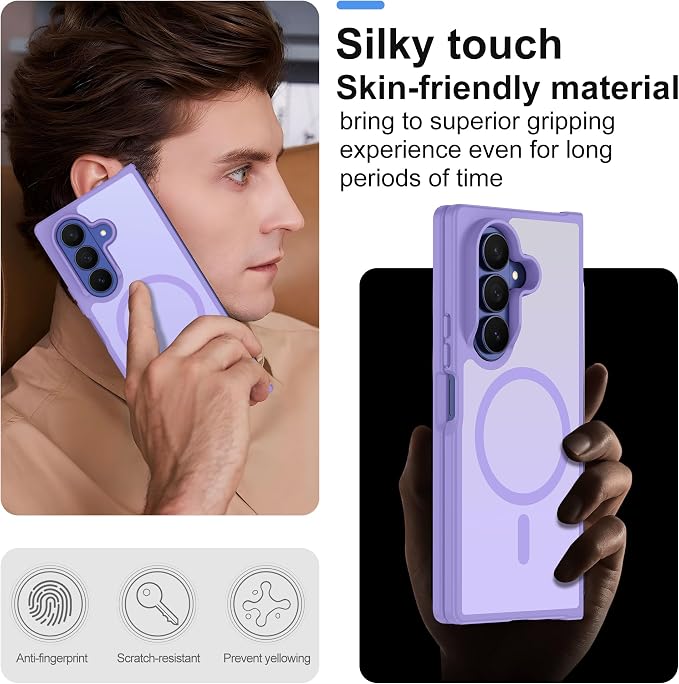 Pilaru for Samsung Galaxy Z Fold 7 case [Compatible with Magsafe] Translucent Matte Magnetic Phone Case,Slim Thin Duty Shockproof Protection Z Fold 7 Cover -Light Purple