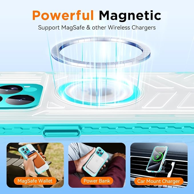 WIFORT Waterproof Phone Case for iPhone 15 Pro Teal | IP68 Underwater, Dustproof, Built-in Screen, 15FT Military Shockproof, 360 Full Body Sealed Protection Cover, Magnetic, Frosted, 6.1"
