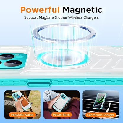 WIFORT Waterproof Phone Case for iPhone 15 Pro Teal | IP68 Underwater, Dustproof, Built-in Screen, 15FT Military Shockproof, 360 Full Body Sealed Protection Cover, Magnetic, Frosted, 6.1"