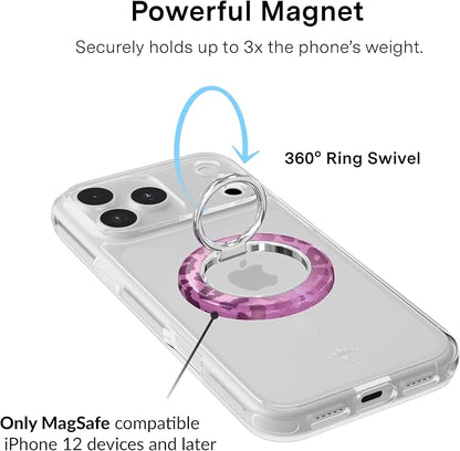 VELVET CAVIAR Compatible with MagSafe Phone Grip 2.0 | Cute Magnetic Ring Holder | Finger Loop Kickstand | Pop On Accessory for iPhone 17, 16, 15, 14, 13, 12 | Amethyst Leopard