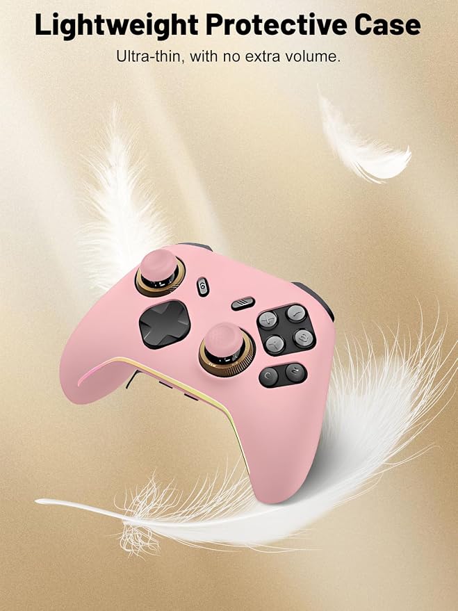 Silicone Protective Case for Flydigi Vader 5 Pro Wireless Controller, Full-Body Protective Cover with Precise Cutout, Shockproof Dustproof Protector Sleeve & Scratch-Resistant Sleeve (Pink)