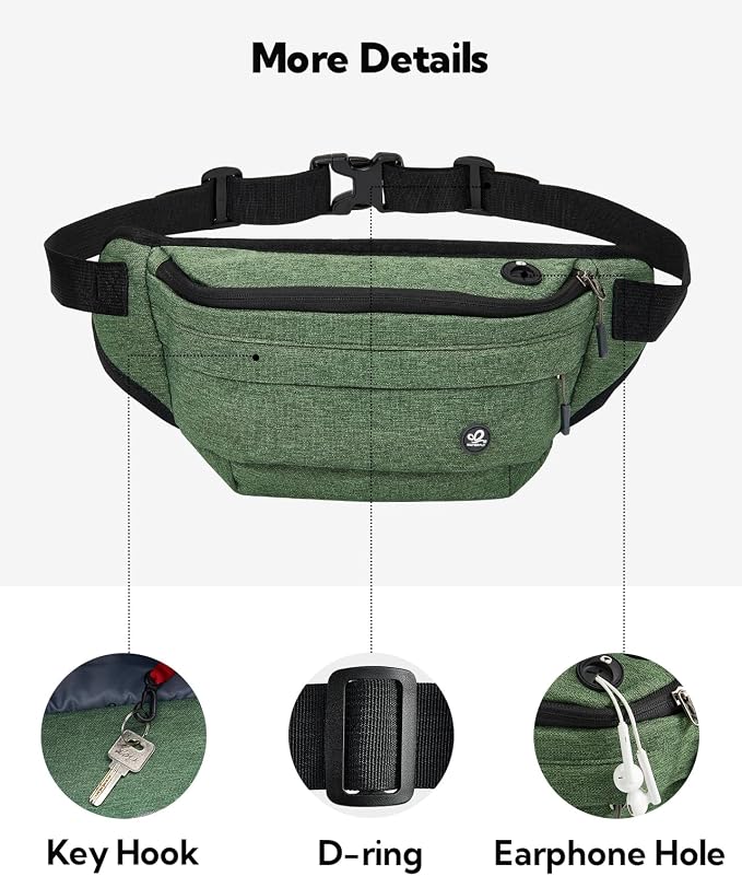 WATERFLY Running Belt Fanny Pack: Runner Marathon Jogging Waist Pack Sport Workout Exercise Fitness Phone Holder Belt for Men Women Jogger Slim Waistband Black