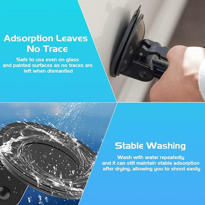 Pocket 3 Suction Cup Mount, Car Windshield Window Dash Holder Kit with Expansion Adapter for Insta360 X4 X5 X3 Go 3S for GoPro Max Mini Hero 13-7 Pocket 3 2 Action 5 Pro 4 Accessories
