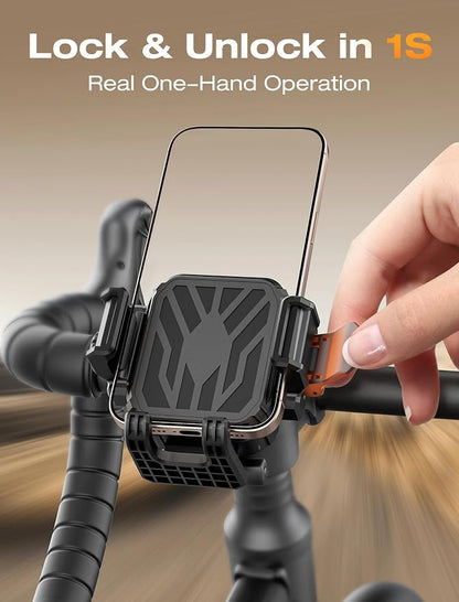 TOPGO Dual Vibration Dampener Motorcycle Phone Mount Holder - [Not Block Camera] Motorcycle Cell Phone Holder, Bike Phone Mount, Fit iPhone 17/16/15/14/13 Pro Max, 4.7-6.7" Phones, Black