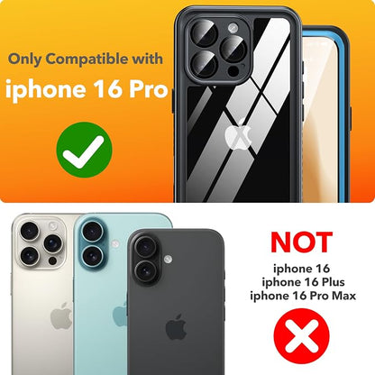 ANTSHARE for iPhone 16 Pro Case Waterproof, [Anti Spy] for iPhone 16 Pro Privacy Screen Protector, [IP68 Under Water] Heavy Duty Full-Body Shockproof Phone Case, Blue