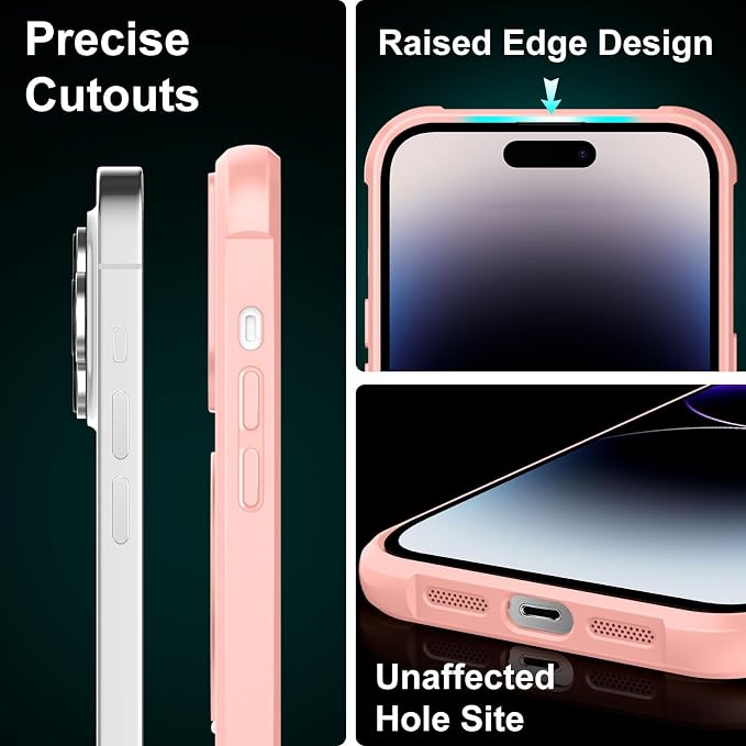 360° Magnetic Swivel Ring for iPhone 14 pro max case, Built-in Metal Stand and Ring Holder, Magsafe Compatible, Military Grade Protection, Shock Resistant - Pink