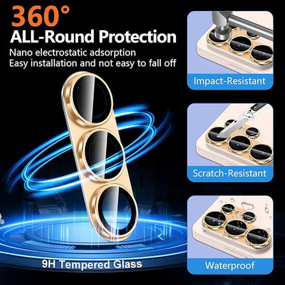 for Samsung Galaxy S26 Ultra Camera Lens Protector, Electroplated Matte Back with 9H Tempered Glass Lens Protector, [Strong Adsorption] [Case-Friendly] Metal Ring HD Clear Lens Cover, Gold