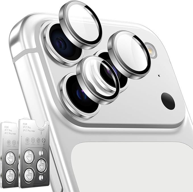LK for iPhone 17 Pro/17 Pro Max Camera Lens Protector [Top 9H+ Military Grade Shatterproof] One-Click Installation, Ultra-Tough HD, Individual Lens Protectors Scratch-resistant, Silver,2 Pack