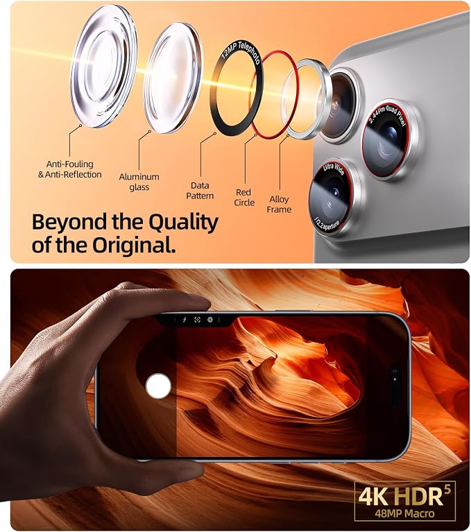X-it for iPhone 17 Pro Camera Lens Protector, 9H Military Grade High-Alumina Tempered Glass Cover, Shatterproof with Strong Adhesion, Case Friendly & 1:1 Perfect Fit Camera Protector (Silver)