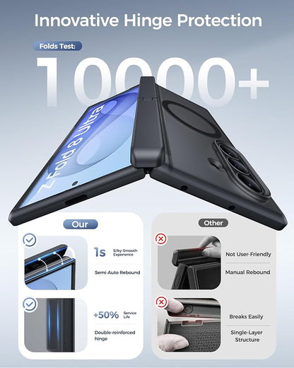 SSLOTSCASE Magnetic Slim for Samsung Z Fold 8 Ultra Case with Stand, Black | Compatible with MagSafe, Hidden Kickstand, Hinge Protection, HD Screen Protector, Rugged Silicone Men Women Phone Cover 2026