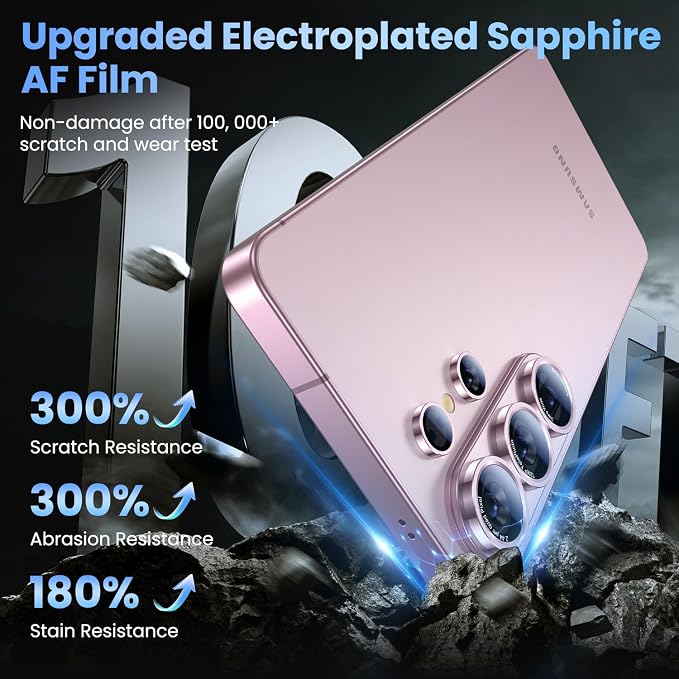 Uyiton for Samsung Galaxy S26 Ultra Camera Lens Protector - [Case-Friendly][Not Easy to Break][Ultra-Thin] Military-Grade Tempered Glass with Aluminum Metal Rear Camera Screen Cover - Pink