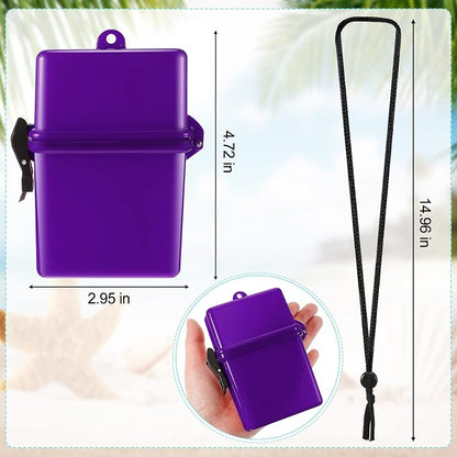 Outus 3 Pcs Waterproof ID Badge Holder Case with Waterproof Buckle Floating Sports Case Locker with Adjustable Hanging Rope Plastic Card Dry Box(Black, Purple, Baby Blue,4.72 x 2.95 x 1.57 in,Classic)