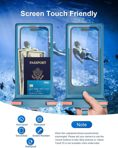 wellhouse Waterproof Phone Pouch, Waterproof Phone Case for iPhone 17 16 15 14 13 Pro Max XS Samsung, IPX8 3D Cellphone Dry Bag Beach Essentials (1 Pack - Blue8.0, 8 inch)