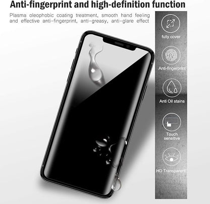 QHOHQ 2 Pack Privacy Screen Protector for iPhone 12 Pro 6.1" with 2 Packs Camera Lens Protector,Full Screen Tempered Glass Film,9H Hardness Anti-Shatter, Anti Spy, Touch Sensitive - Case Friendly
