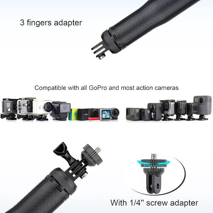 Floating Selfie Stick for GoPro Hero 13 12 11 10 9 8 Mini Max Fusion Session, DJI OSMO Action 6 5 Pro 4, AKASO Brave EK7000, 4 in 1 Underwater Waterproof Pole Monopod Hand Grip Tripod Stand