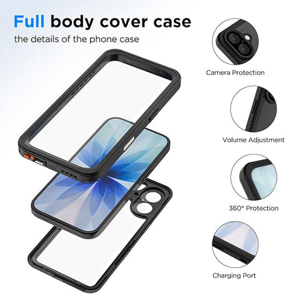 Lanenas for iPhone 17 Pro Case Waterproof Case with Built-in Screen Protector, Full Body Dustproof Shockproof Heavy Duty Tough Rugged Phone Protective Cover for iPhone 17 Pro 6.3inch Black