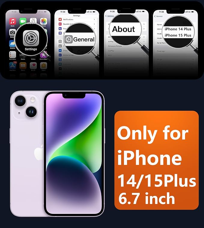 FNTCASE for iPhone 14 Plus Case: for iPhone 15 Plus Magnetic Matte Textured Military Grade Drop Protection Translucent Cell Phone Cover - Slim Shockproof Protective Bumper Phonecase