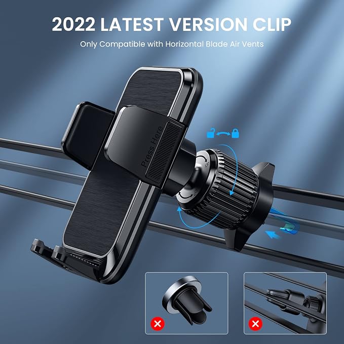 Qifutan Phone Mount for Car Vent [Upgraded Metal Clip] Cell Phone Holder Car Hands Free Cradle in Vehicle Car Phone Holder Mount for Smartphone, iPhone, Cell Phone Automobile Cradles Universal