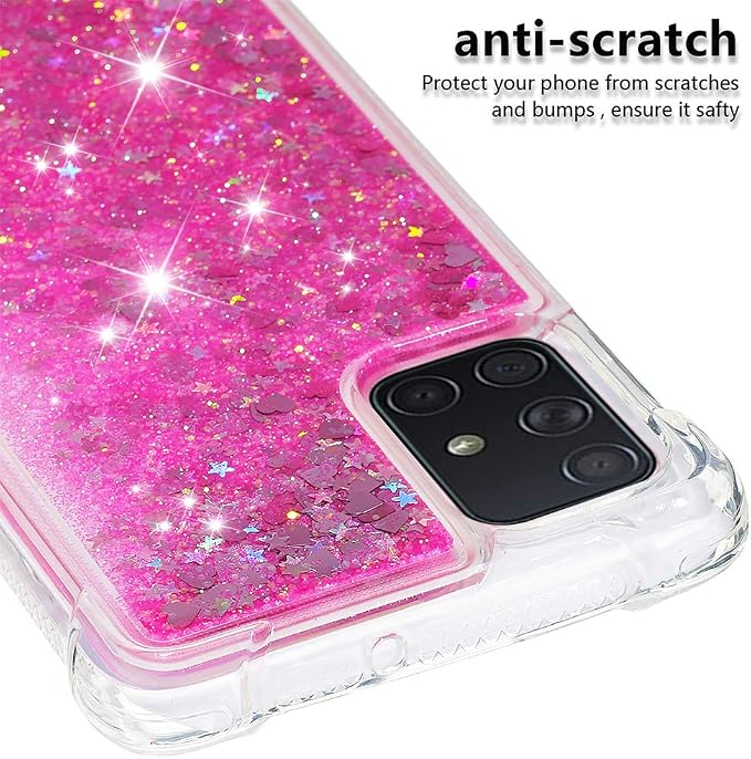 Glitter Case Silicone für Galaxy A71 Liquid Pink, Womens Girls Bling Liquid Floating Phone Case Bumper Cover Yellowing-Resistant Gel Silicone Protective Back Case compatible with Samsung Galaxy A71