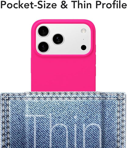 for iPhone 17 Pro Max Case Silicone Compatible with Magsafe Case, Ultra Slim Thin Magnetic Phone Cases Mag Safe, Cute Soft Rubber Gel TPU Matte Plain Wireless Charging Cover for Women, Hot Pink
