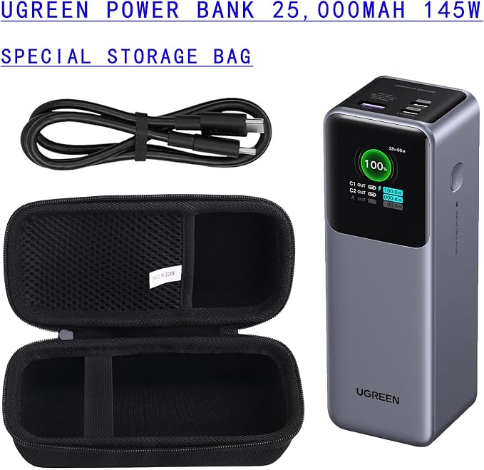Hard EVA Carrying Storage Case Compatible with UGREEN Power Bank 25,000mAh 200W/UGREEN 20000mAh 165W Power Bank Charger Protective Travel storage box
