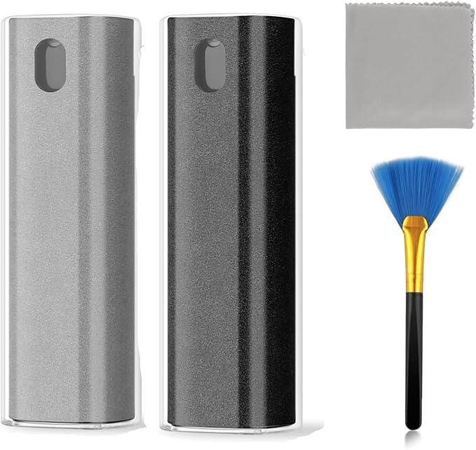 Fingerprint Proof Screen Cleaner,3 in 1Touchscreen Mist Cleaner Spray Wipe Cleaner,Safe for All Phones, Computer, Laptop, Tablet and Car Screen (Grey Black)
