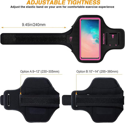 Armband for Samsung Galaxy S26/S25/S24/S23/S22/S21/S20/S10/S9/S8 up to 6.2",Water Resistant Running Exercise Gym Bag with Card Slot and Key Holder (Pink)