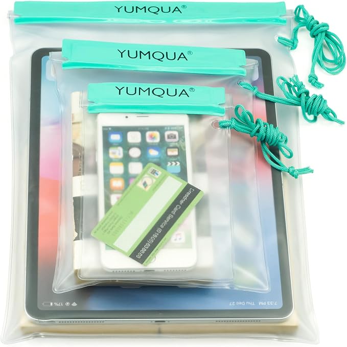 YUMQUA Clear Waterproof Bag, Waterproof Document Pouch Passport Holder Water Tight Map Case Waterproof Pouch Water Proof Small Dry Bags for Kindle Phone Tablet Camera, Kayak Boat PaddleBoard