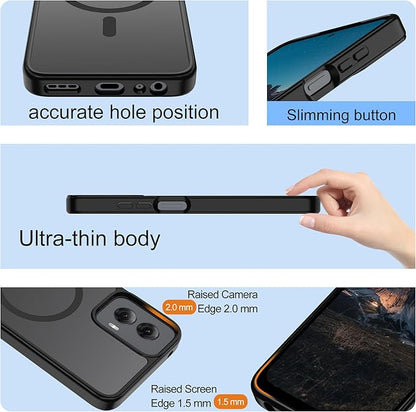 for Motorola Moto G Power 2024 Case Magnetic,Translucent Matte Compatible with Magsafe [Military-Grade Protection] with Screen Protector Shockproof Protective Case for Moto G Power 2024-Black