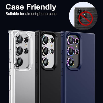WSKEN for Samsung Galaxy S24 Ultra Camera Lens Protector, Ultra Thin Scratch Resistant 9H Tempered Glass with Aluminum Metal Circle Camera Screen Protector Cover Accessories, Colorful