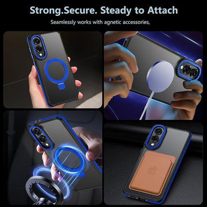 for Samsung Galaxy S25 Edge Case, Magnetic Adjustable Ring Stand [Fit for Magsafe], [Military-Grade Shockproof Protection] Phone Case with Kickstand&Ring Holder (Blue)