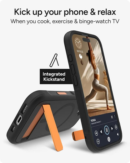 ZAGG Sedona Snap Case with Kickstand for iPhone 17 - Flood Black, Drop Protection (13ft/4m), Multi-Layer Protection, with Camera Button, MagSafe Phone Case with Impact-Absorbing Bumpers