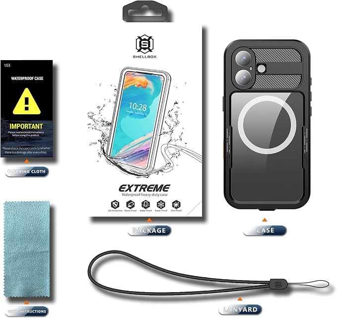 Losin Compatible with iPhone 17 Waterproof Case, [Compatible with MagSafe] [Built-in Screen Protector], Full Body Protection Military Grade Shockproof Case, Black