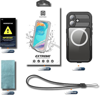 Losin Compatible with iPhone 17 Waterproof Case, [Compatible with MagSafe] [Built-in Screen Protector], Full Body Protection Military Grade Shockproof Case, Black