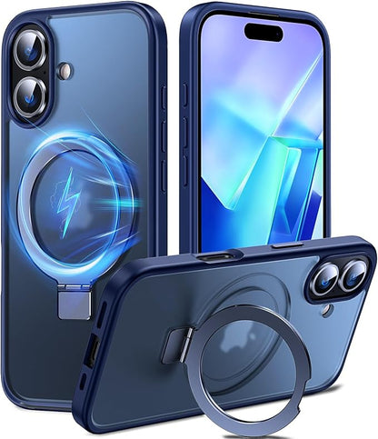 Chicfun 3-in-1 [Magnetic+Kickstand+Ring Holder] for iPhone 16 Plus Case with Stand Ring Holder， Compatible with MagSafe, Military Shockproof Kickstand Phone Case iPhone 16 Plus Cover Blue