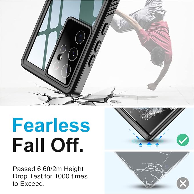 Temdan for Samsung Galaxy S22 Ultra Case Waterproof, Built in Screen Protector 360° Full Body Heavy Duty Shockproof IP68 Waterproof Galaxy S22 Ultra Case for Samsung S22 Ultra 5G 6.8 inch Black