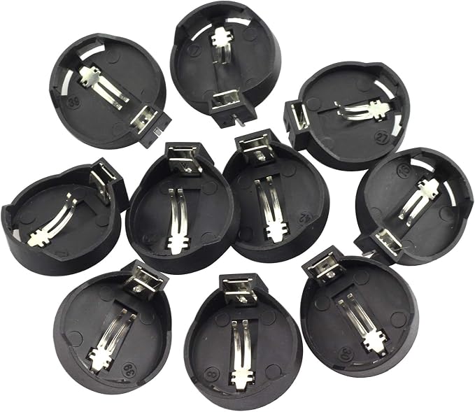 Tegg 10PCS 3V CR2032 CR2025 CR2016 Coin Cell Battery Holder Case Black