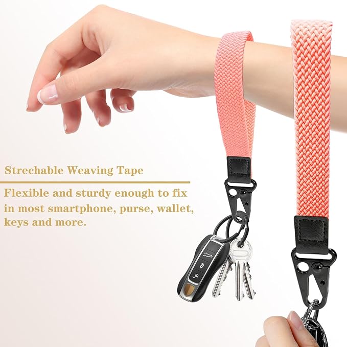Stretchy Wristlet Keychain, Wrist Lanyard Strap Key Chain Holder to Hold Keys Wallet Phone ID Badge for Men Women