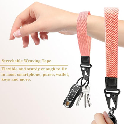 Stretchy Wristlet Keychain, Wrist Lanyard Strap Key Chain Holder to Hold Keys Wallet Phone ID Badge for Men Women