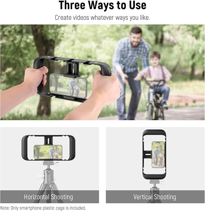 NEEWER Mobile Phone Video Rig, Mobile Phone Grip Stabiliser Cage with Cold Shoe and 1/4 Inch Thread, Video Recording Film Rig, Compatible with iPhone 16 15 Pro Max Plus 14 13 Mini X XS Max XR