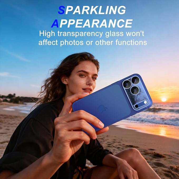 surundo for iPhone 17 Pro Max Camera Protector, Bling Glitter Camera Cover Design Flowing Liquid Quicksand, [Not Easy to Fall] [Strong Adsorption] 9H Tempered Glass Lens Cover Stylish Accessories